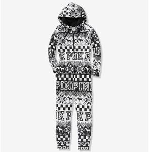 NWT Victorias Secret PINK Sherpa Hooded One Piece